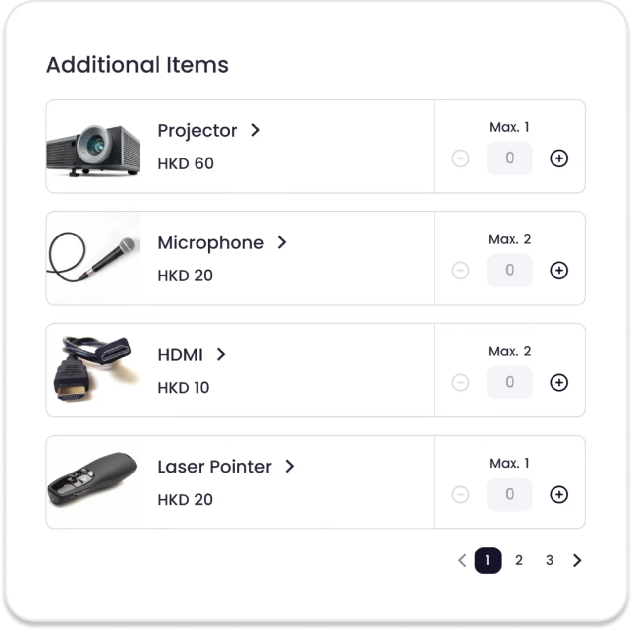 Product selection with a booking
