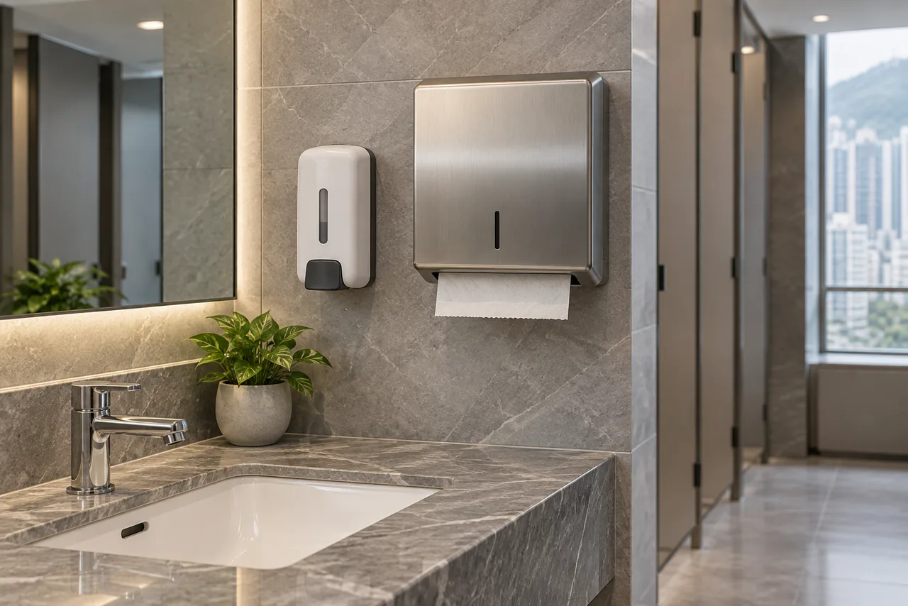 Washroom basins and consumable dispensers